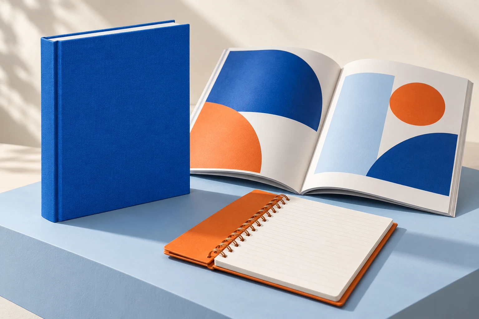 Hardcover book, magazine and planner concept